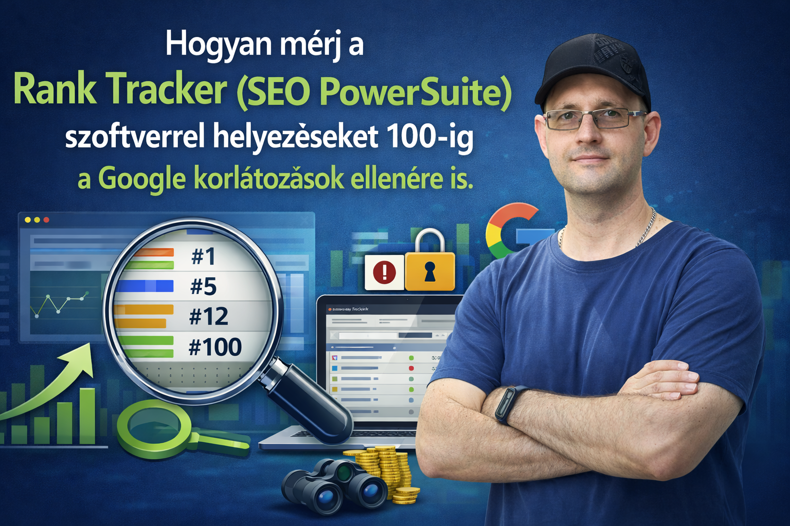Hogyan mérj a Rank Tracker (SEO PowerSuite) szoftverrel helyezéseket 100-ig a Google korlátozások ellenére is.
